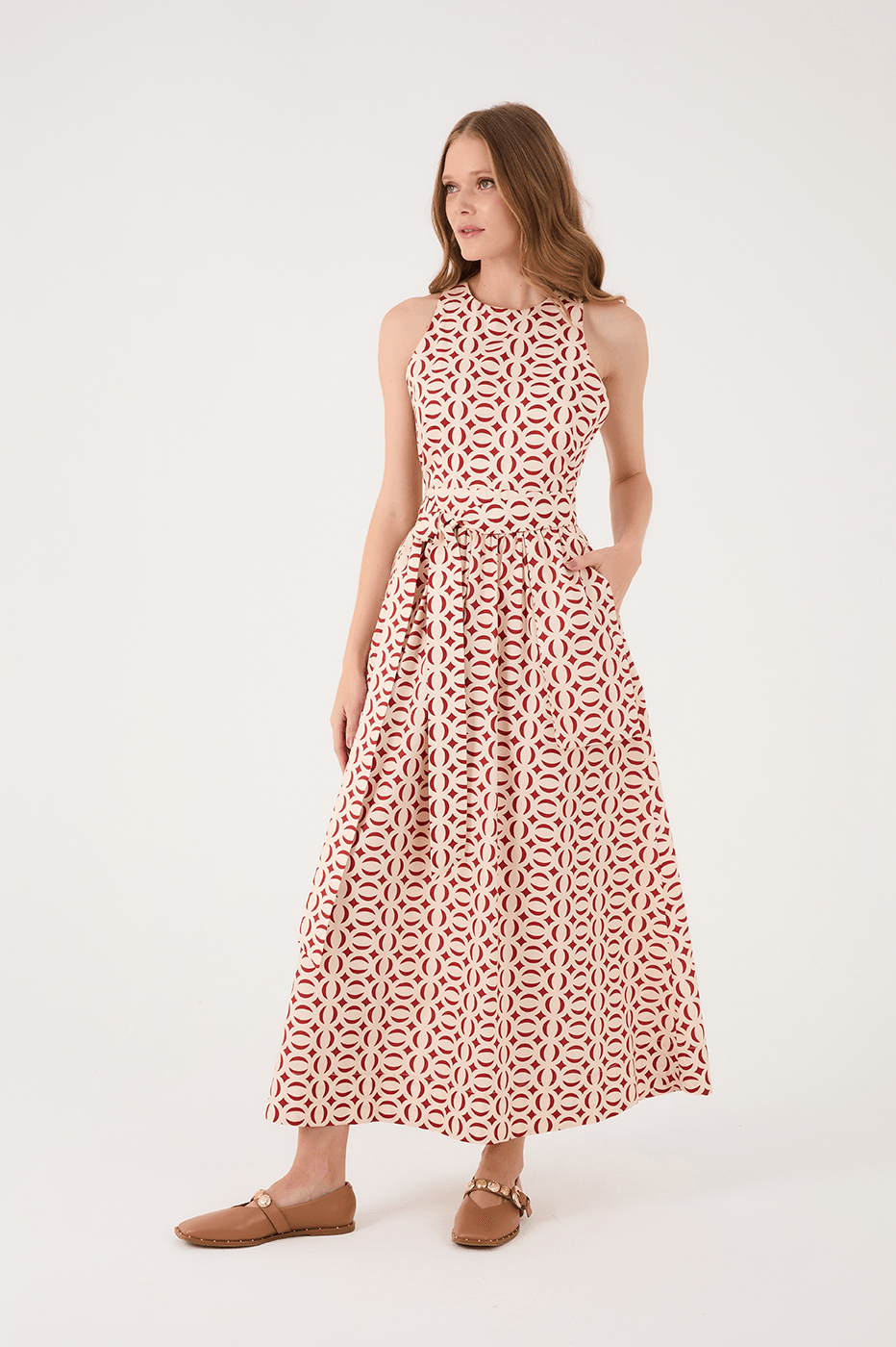 Off-White Cobogo Side Pockets Tricoline Maxi Dress