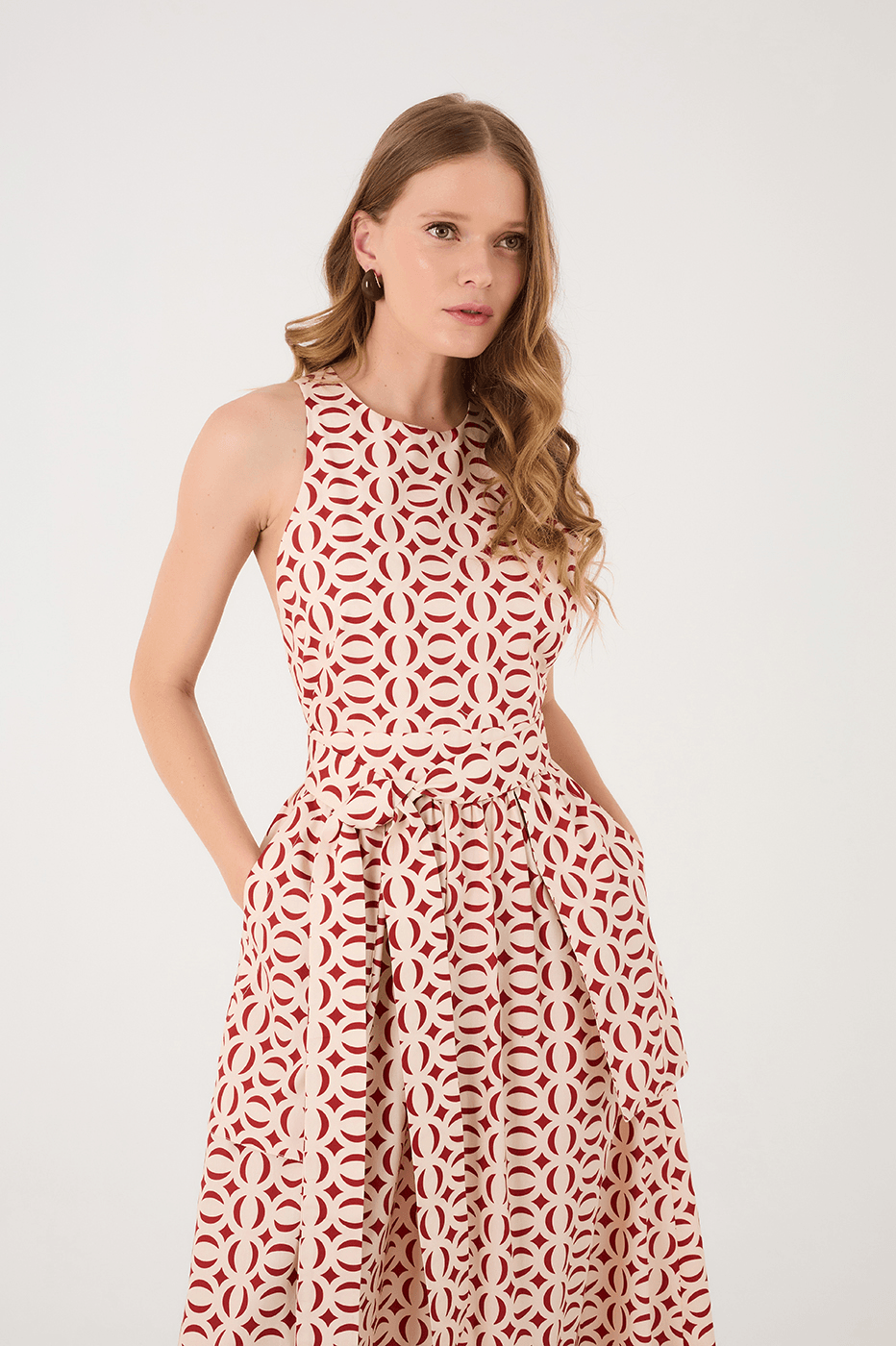Off-White Cobogo Side Pockets Tricoline Maxi Dress