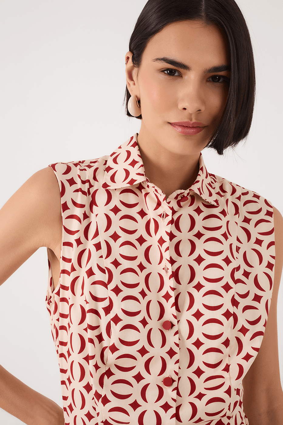 Off-White Cobogo Collared Side Tie Tricoline Mini Dress