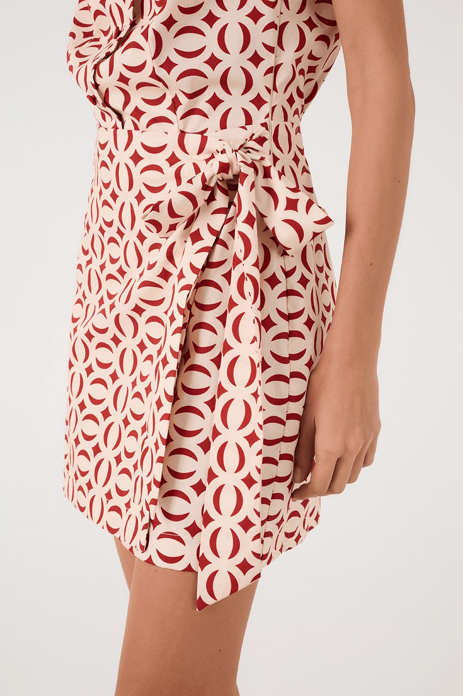 Off-White Cobogo Collared Side Tie Tricoline Mini Dress