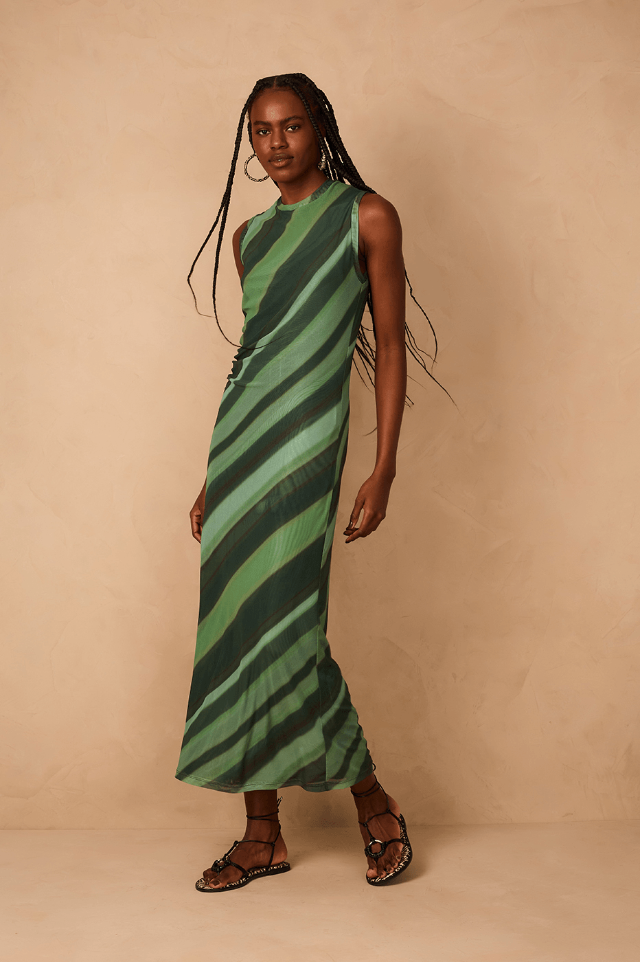 Green Floresta Ruched Tulle Maxi Dress