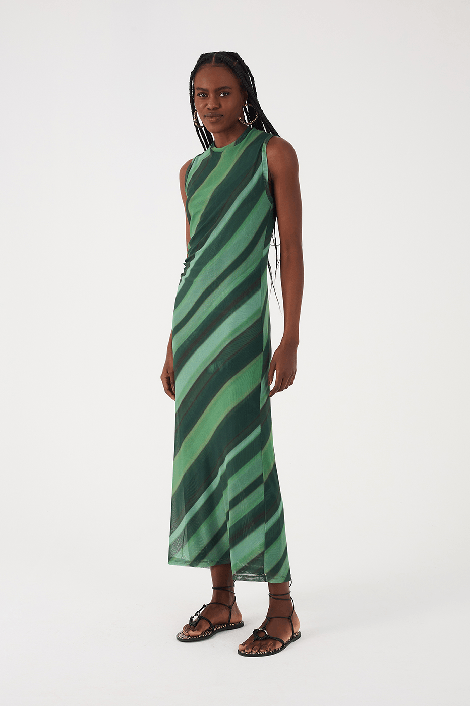 Green Floresta Ruched Tulle Maxi Dress