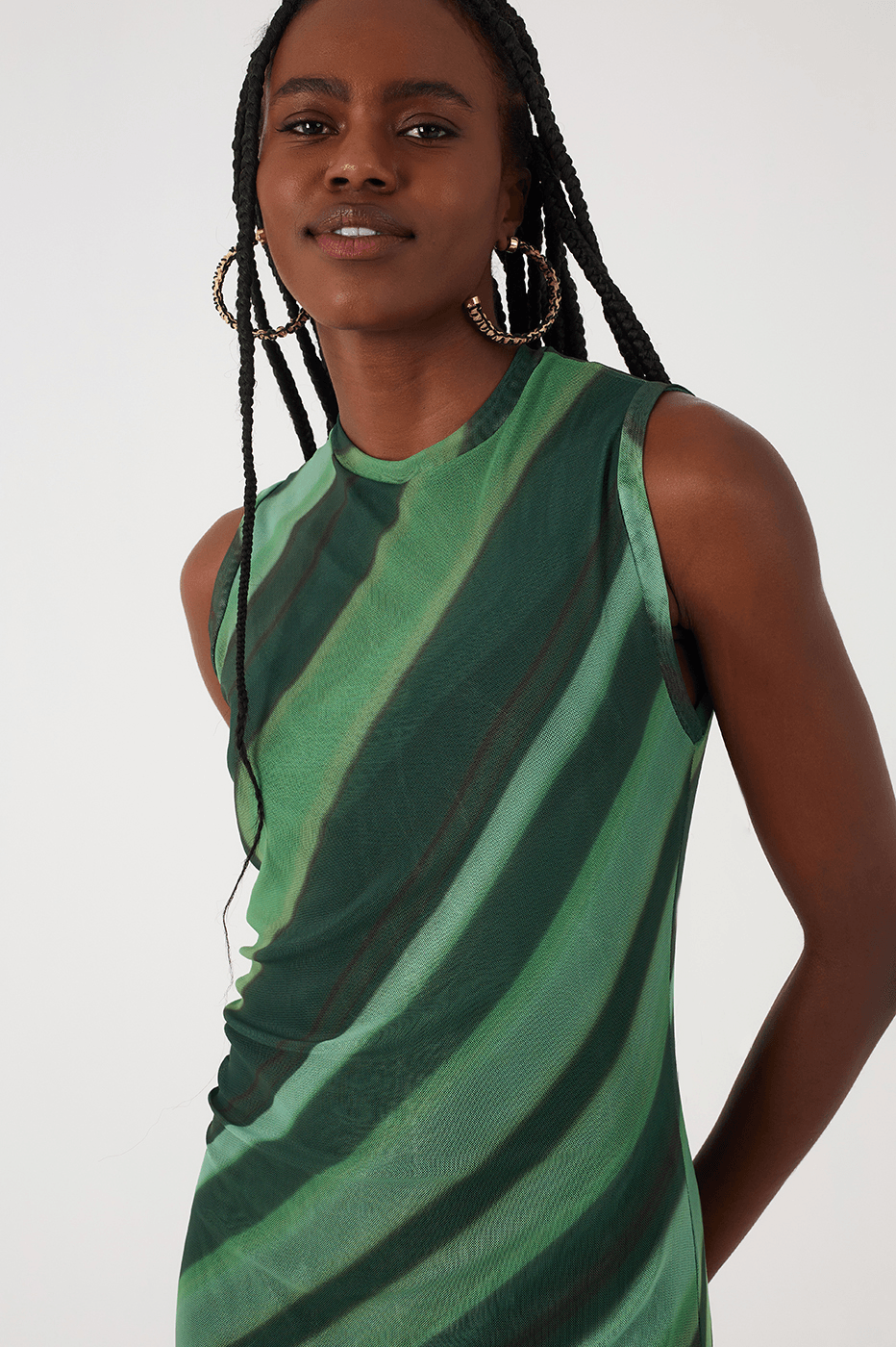 Green Floresta Ruched Tulle Maxi Dress