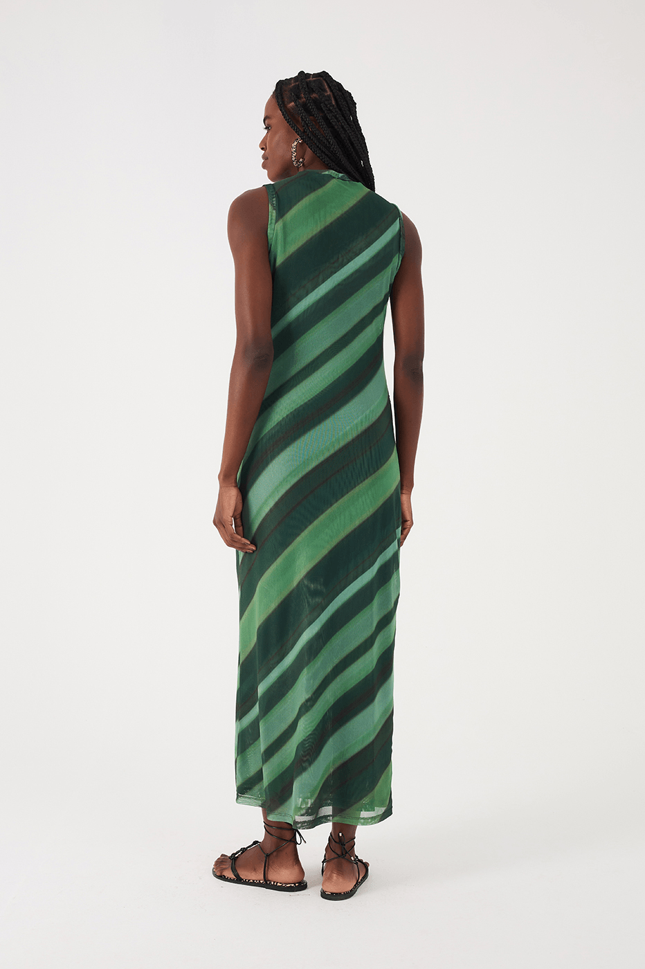 Green Floresta Ruched Tulle Maxi Dress
