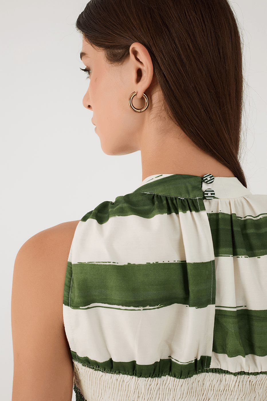 Green Natureza Smocked Bodice Maxi Dress