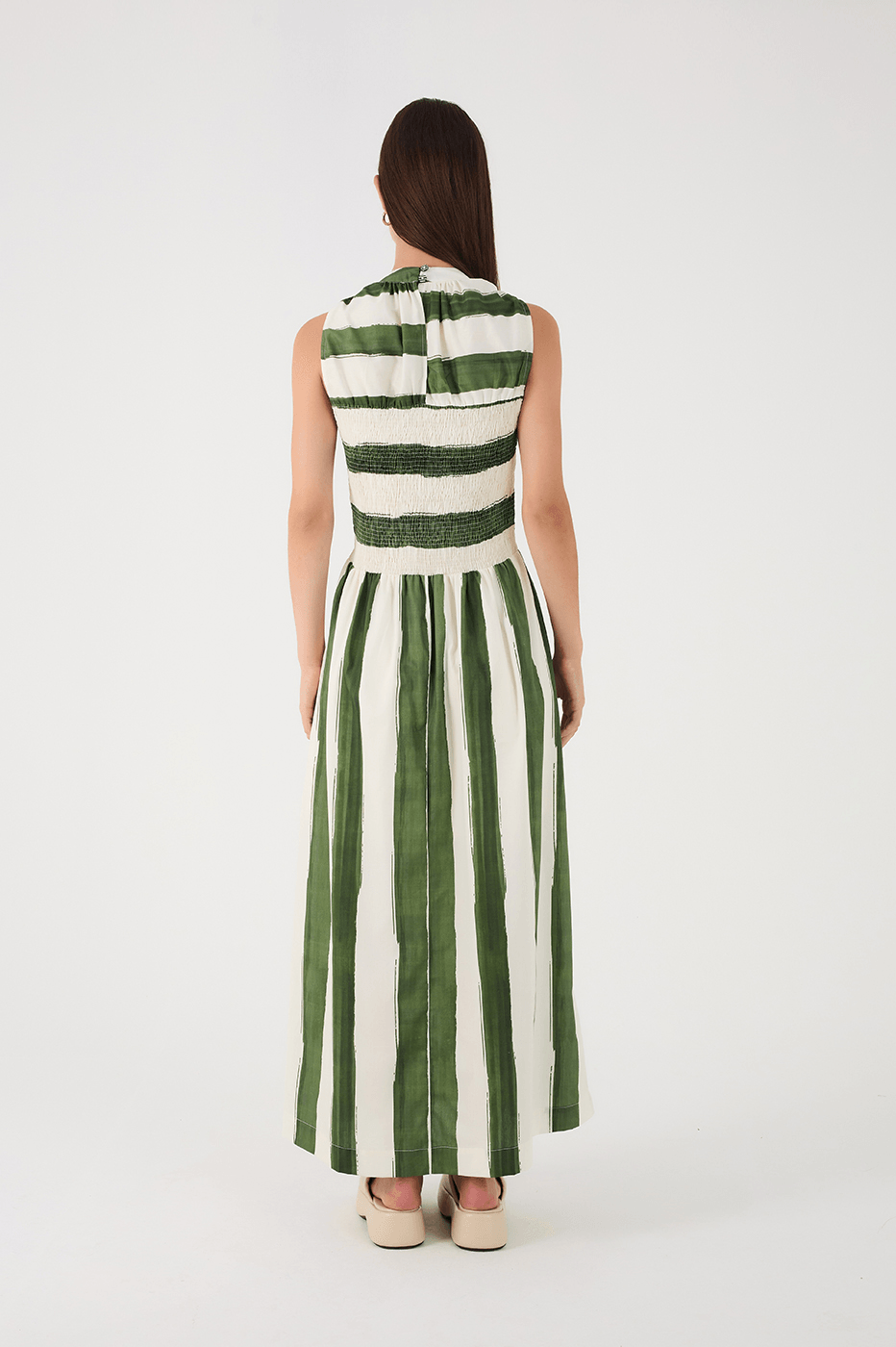 Green Natureza Smocked Bodice Maxi Dress