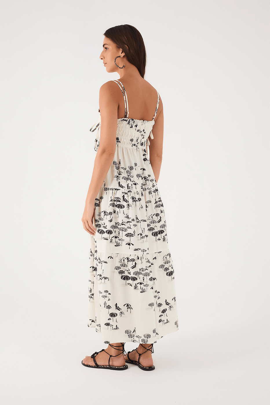 Off-White Areia Smocked Bodice Sleeveless Maxi Dress