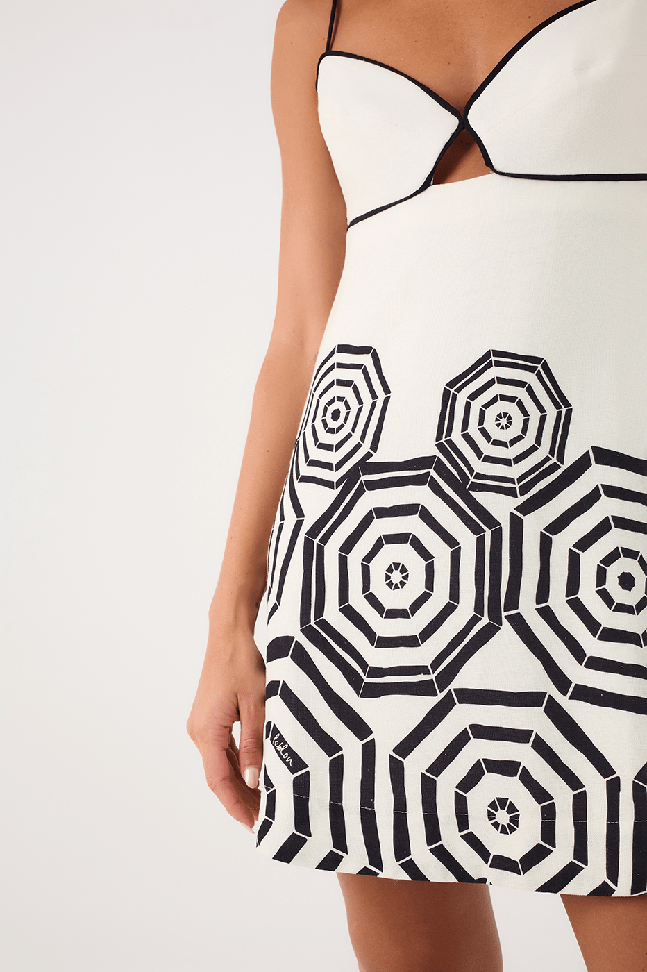 Off-White Praia Cut-Out Adjustable Straps Mini Dress