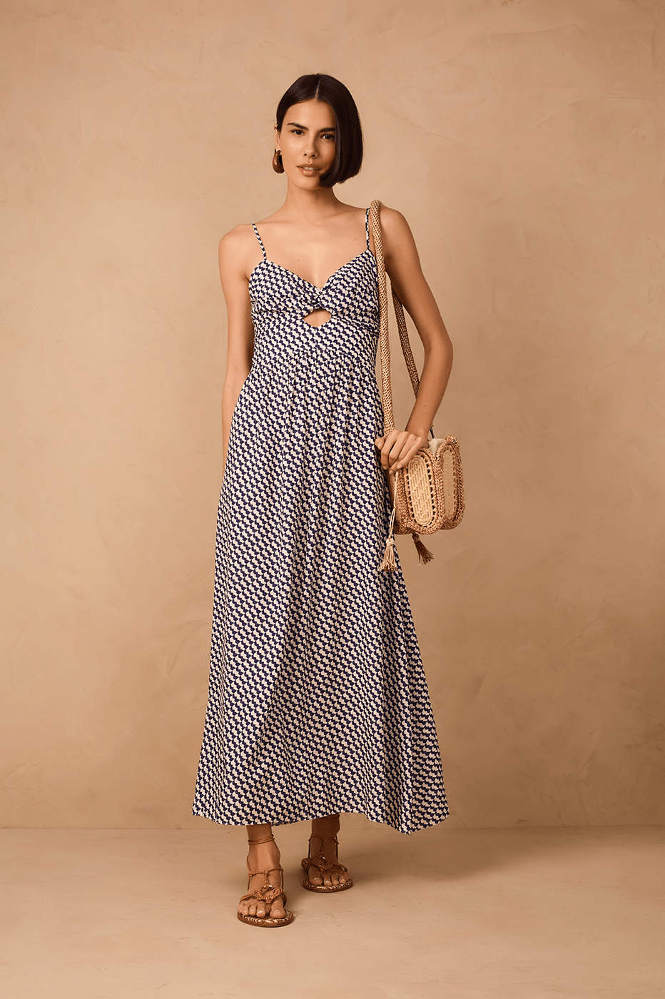 Off-White Gavea Cut-Out Back Ties Maxi Dress