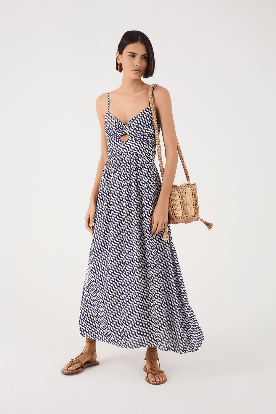 Off-White Gavea Cut-Out Back Ties Maxi Dress