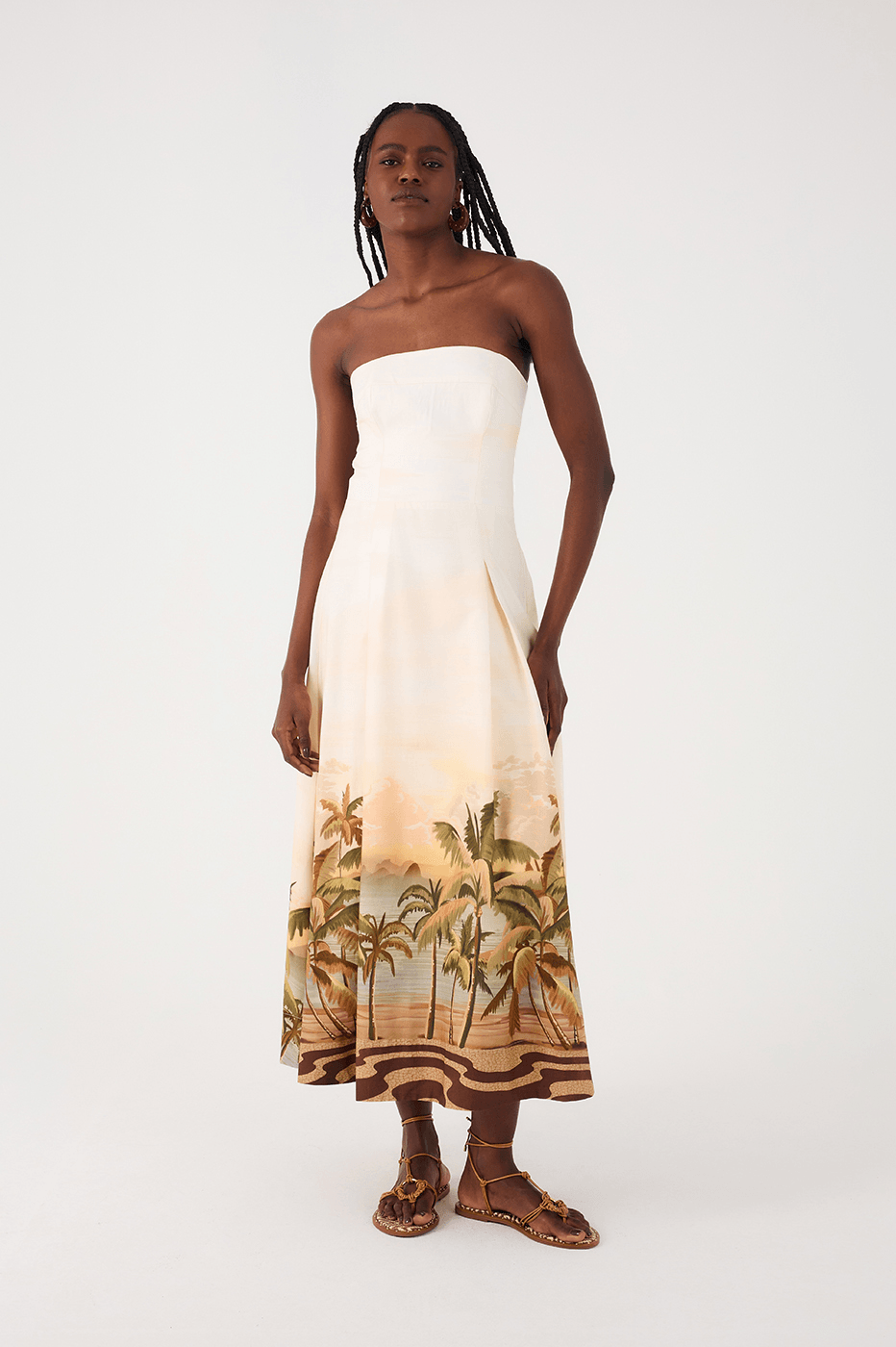 Off-White Fim De Tarde Strapless Smocked Bodice Maxi Dress