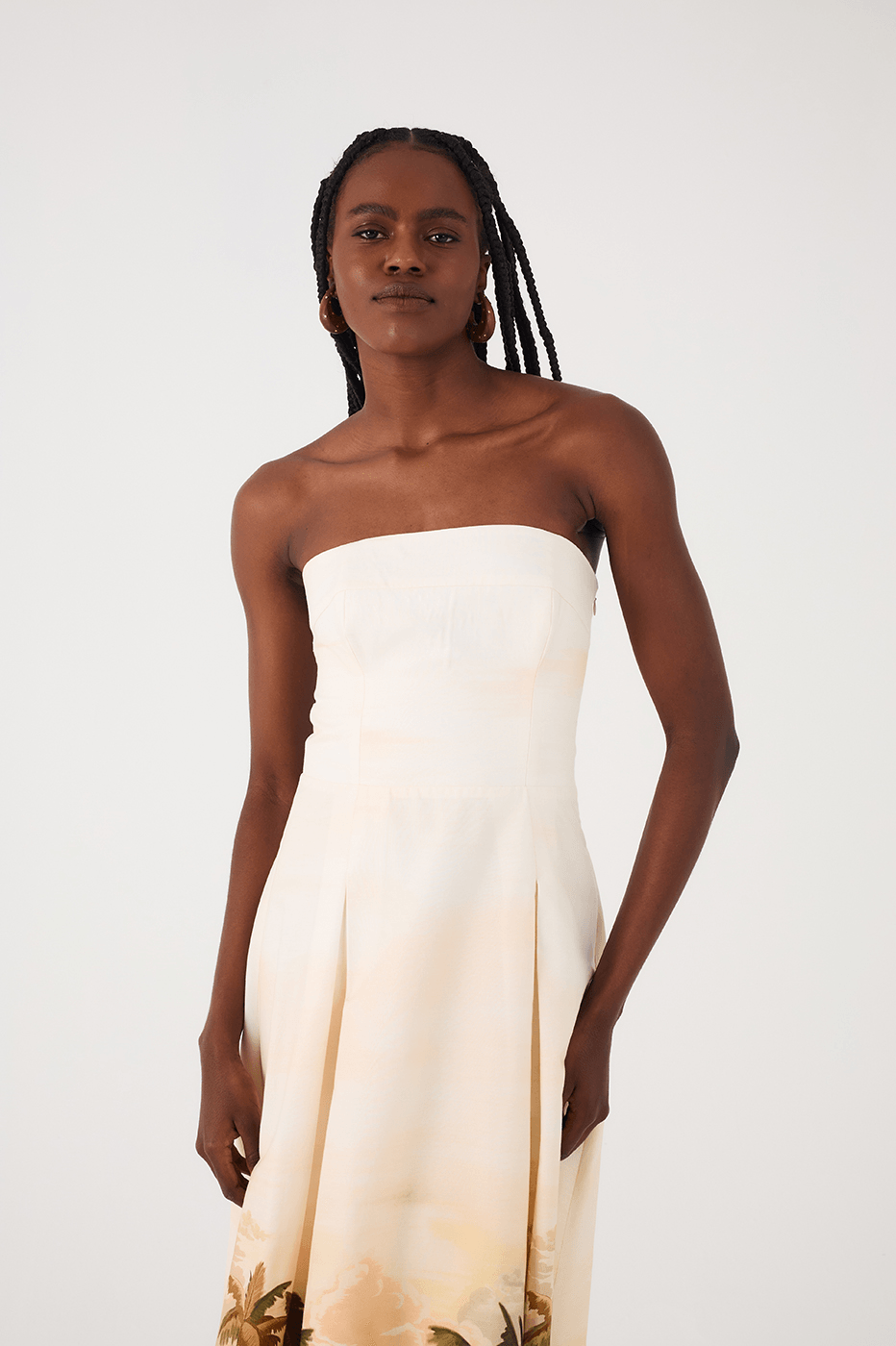 Off-White Fim De Tarde Strapless Smocked Bodice Maxi Dress