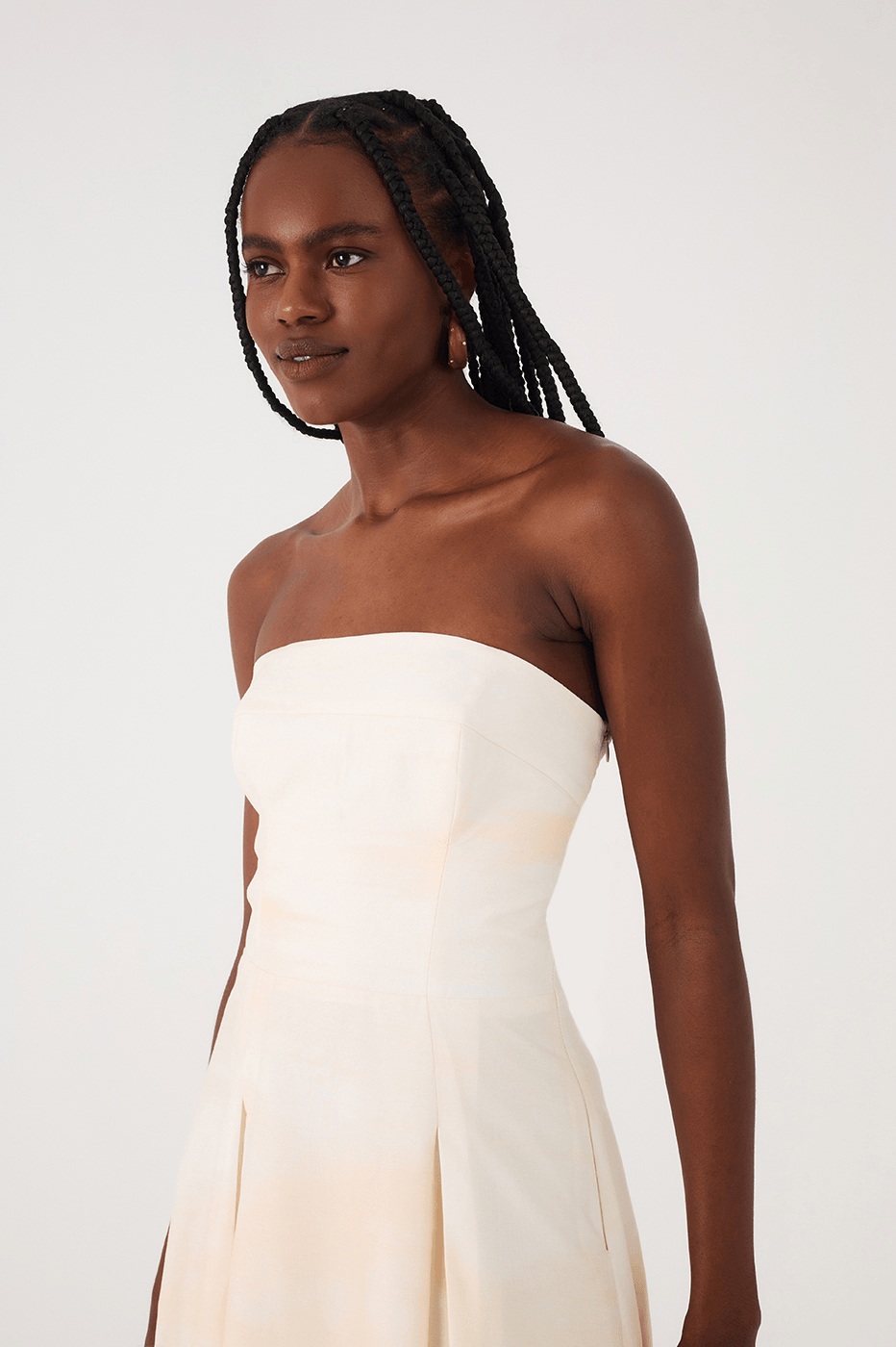 Off-White Fim De Tarde Strapless Smocked Bodice Maxi Dress