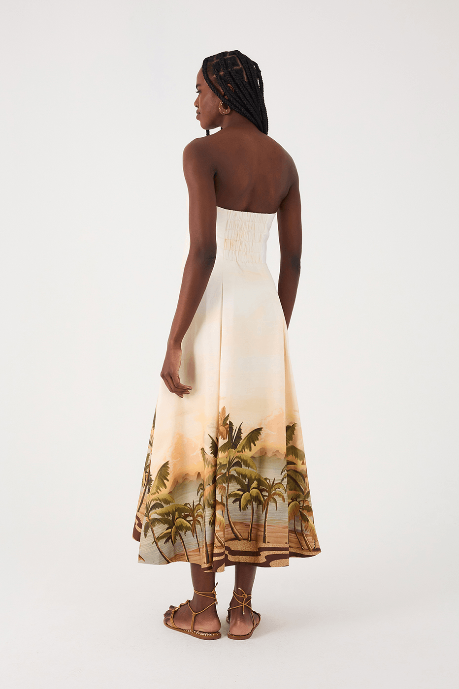 Off-White Fim De Tarde Strapless Smocked Bodice Maxi Dress