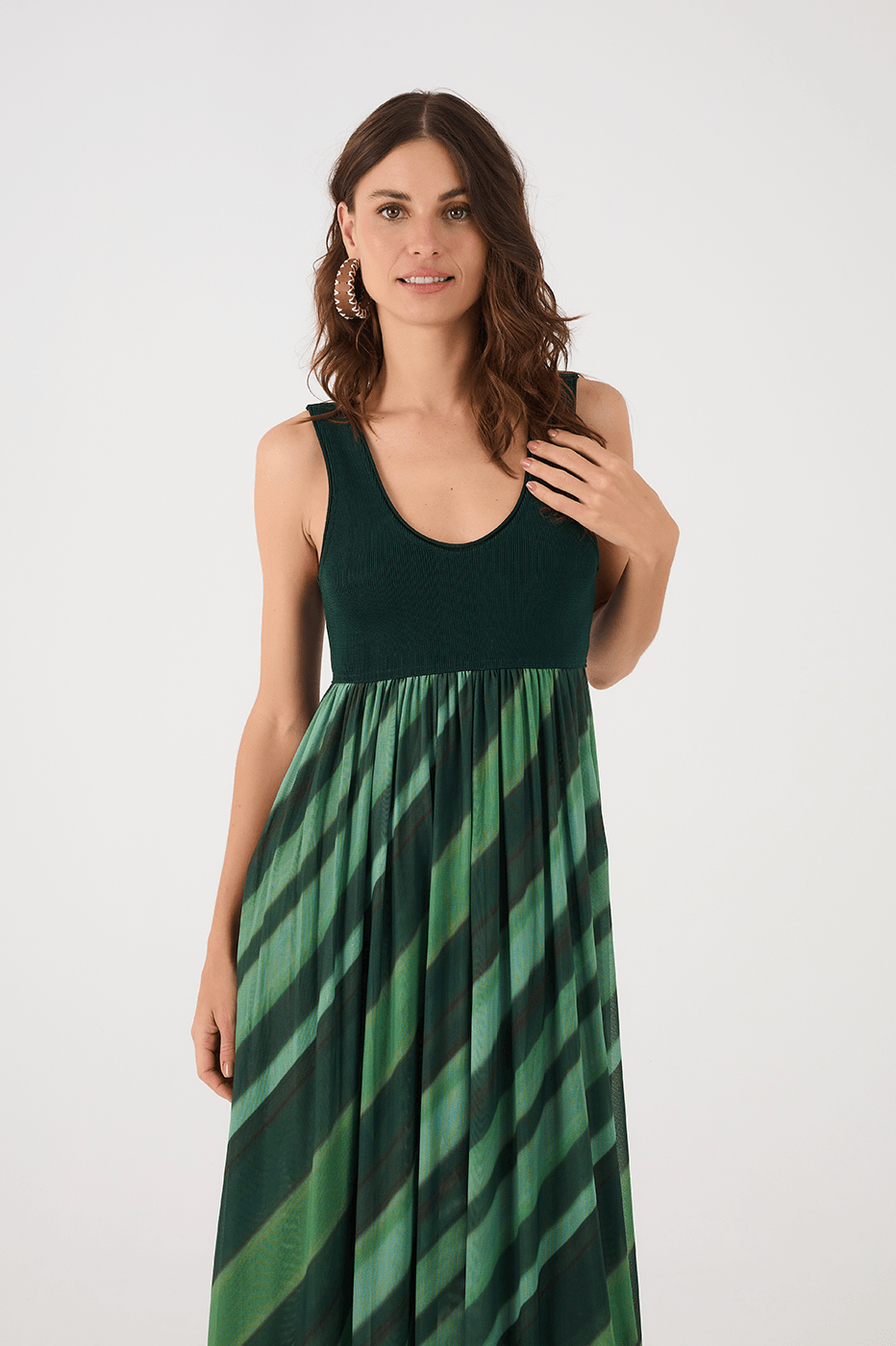 Green Floresta Tricot Top Sleeveless Maxi Dress