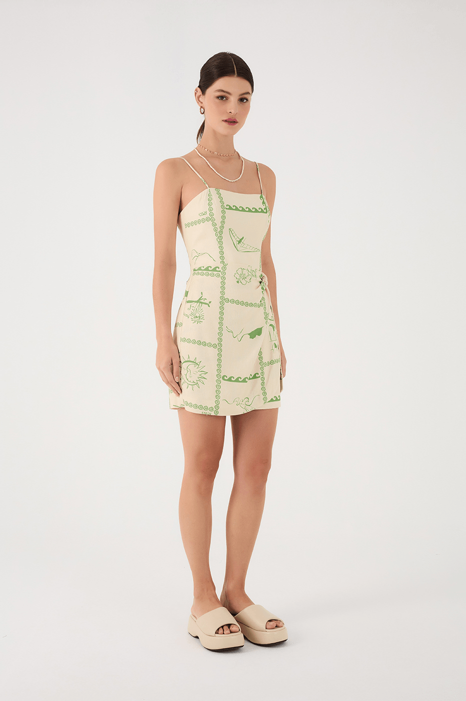 Off-White Rio Square Neck Side Tie Mini Dress