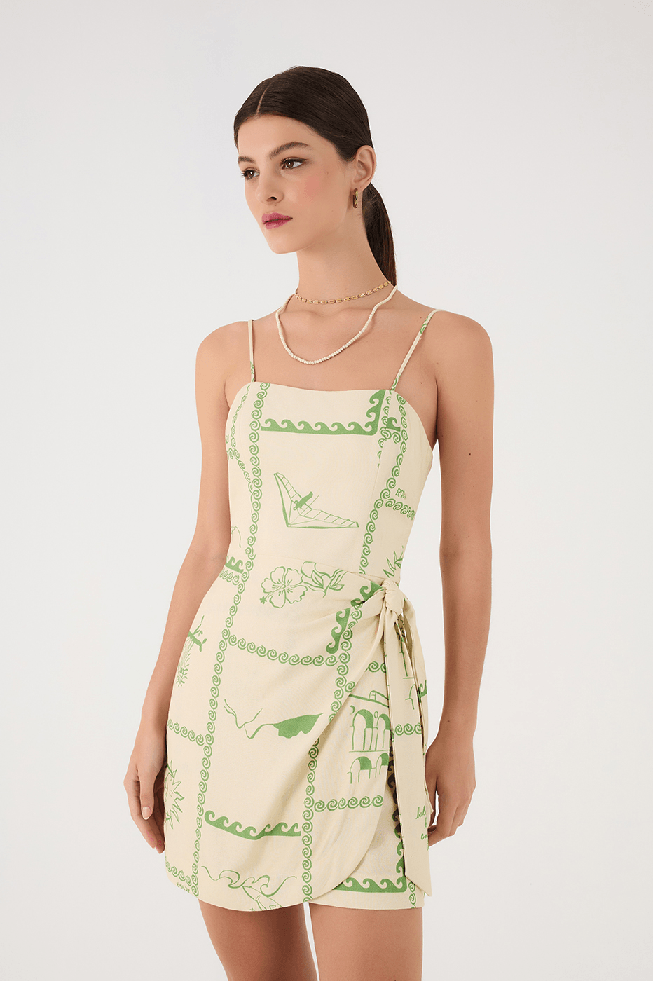 Off-White Rio Square Neck Side Tie Mini Dress
