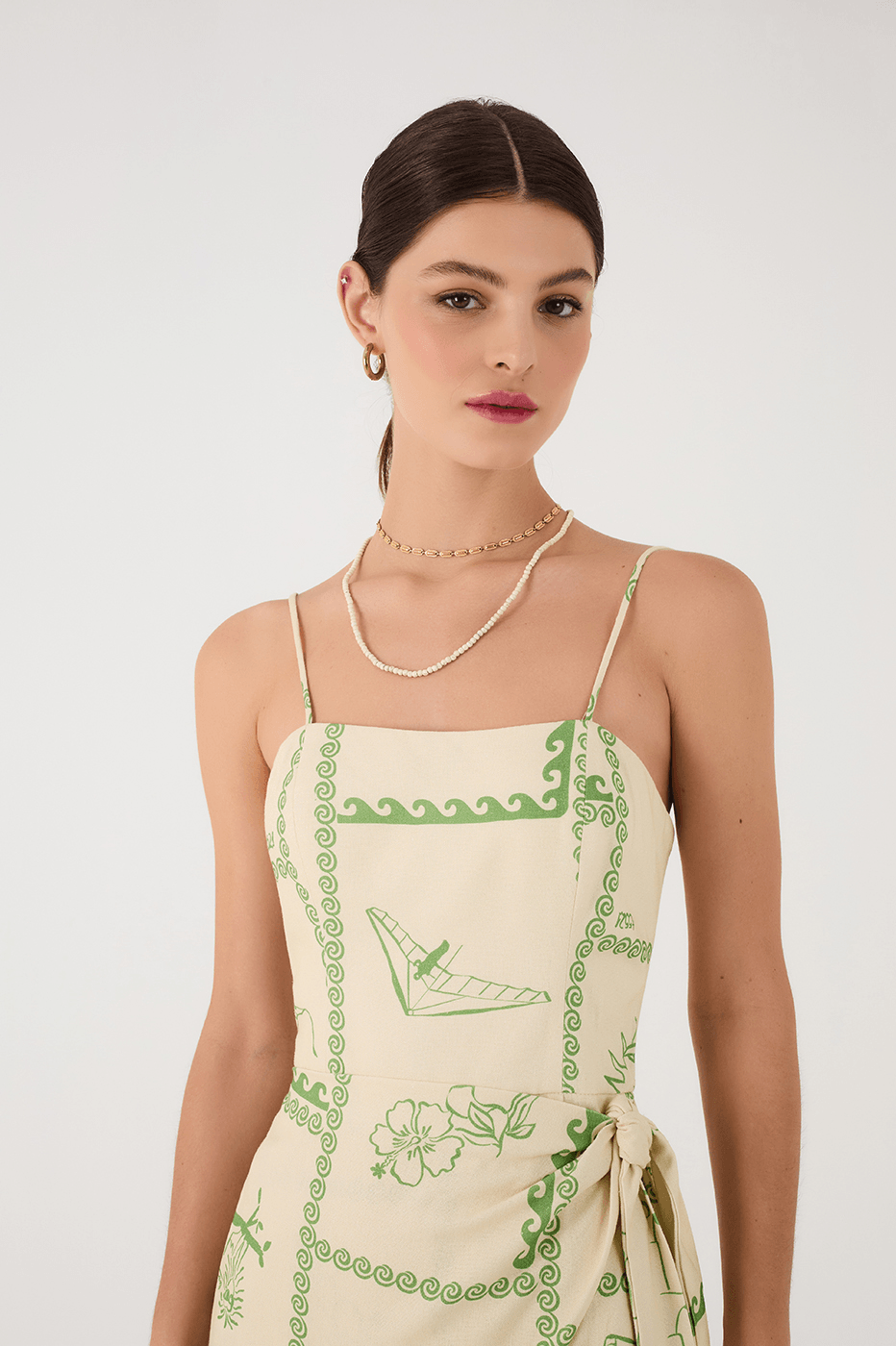 Off-White Rio Square Neck Side Tie Mini Dress