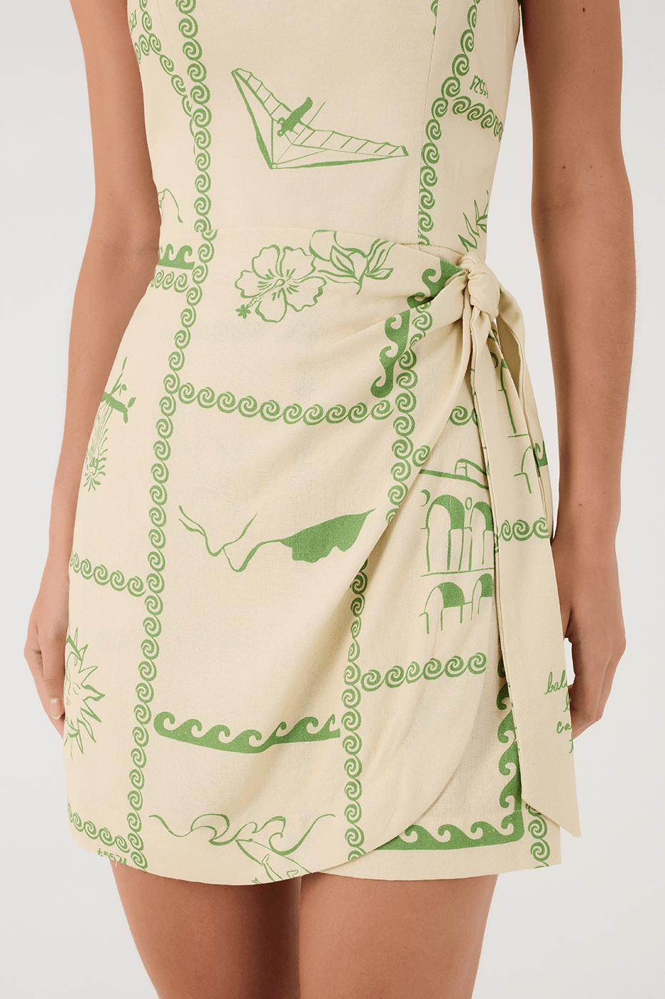 Off-White Rio Square Neck Side Tie Mini Dress