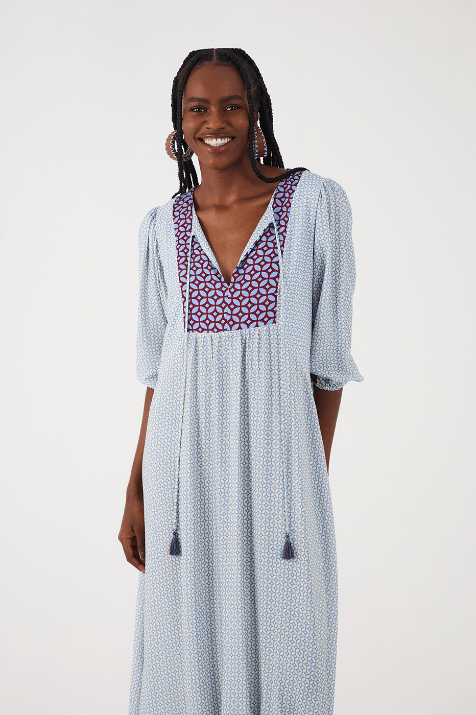 Off-White Ladrilho Boho Ties Maxi Dress