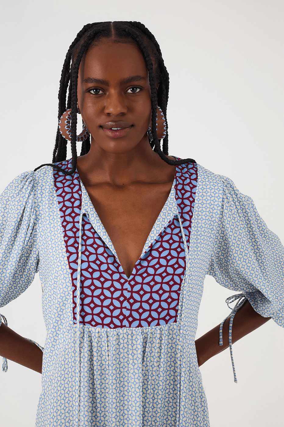 Off-White Ladrilho Boho Ties Maxi Dress