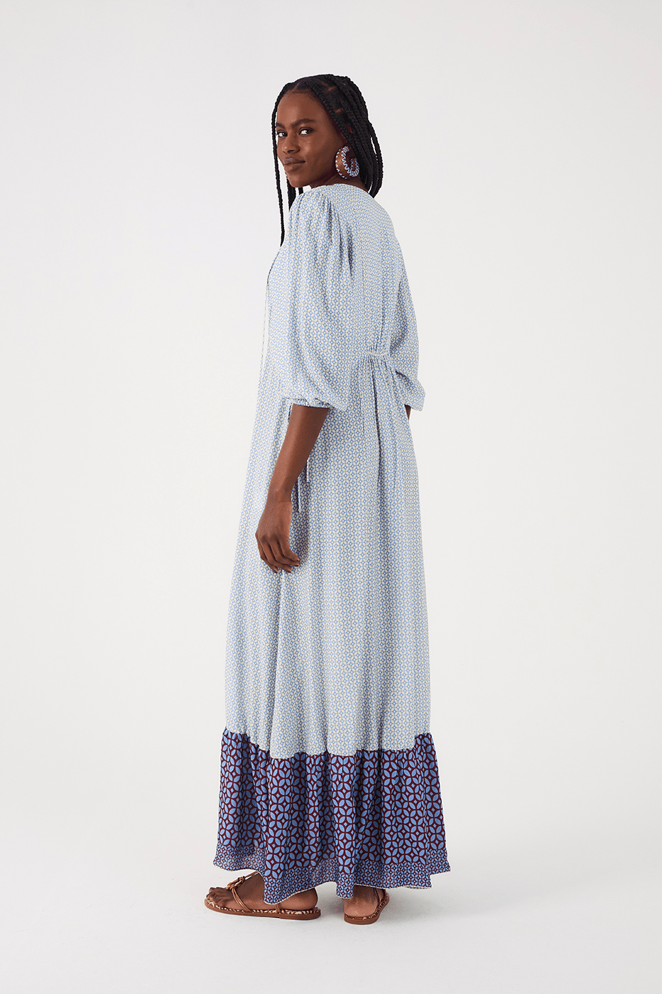 Off-White Ladrilho Boho Ties Maxi Dress