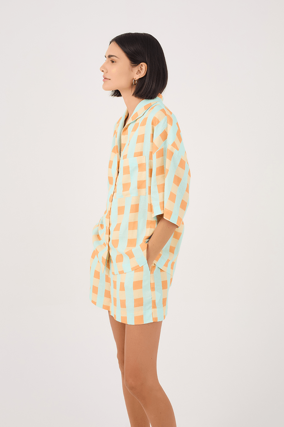 Serena Print Short-Sleeve Linen Shirt