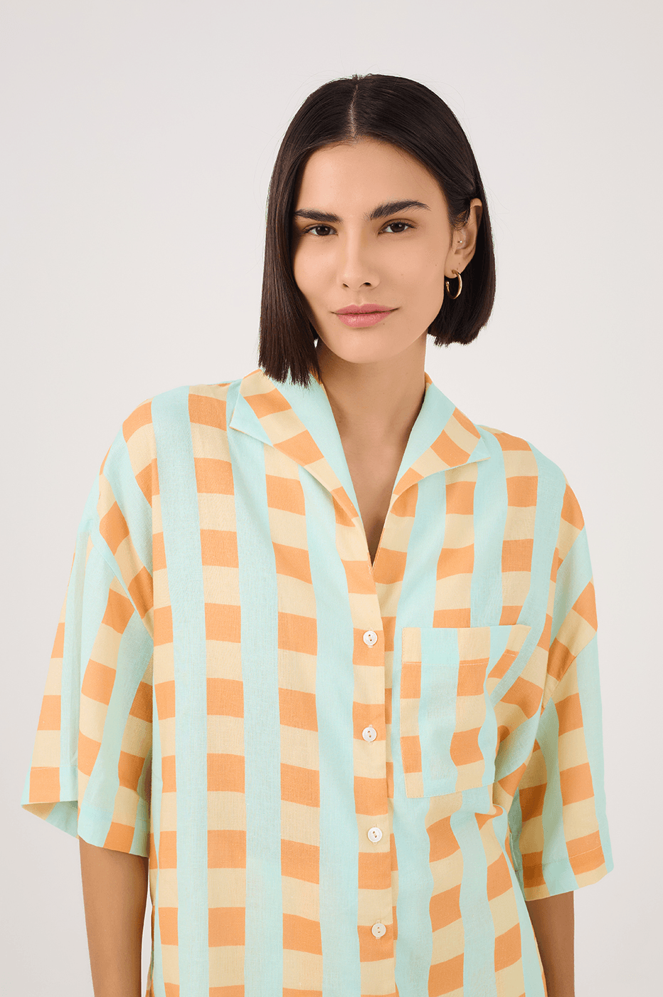 Serena Print Short-Sleeve Linen Shirt