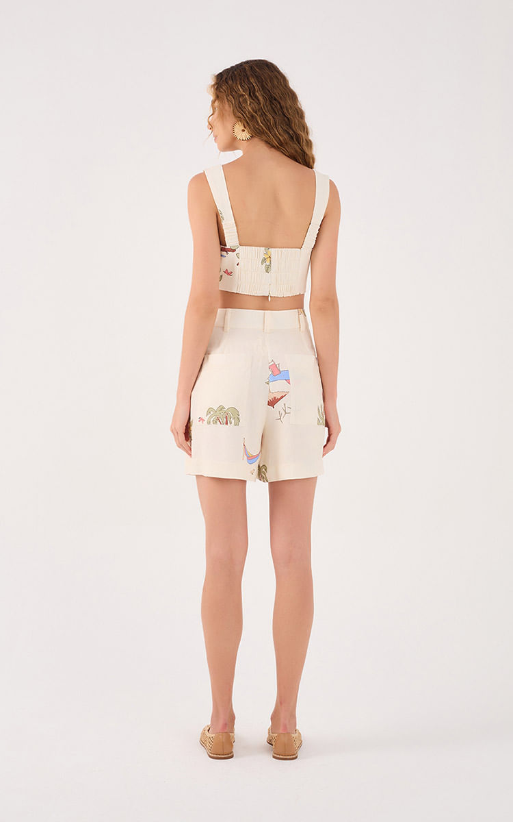 Cenas Print Linen Top