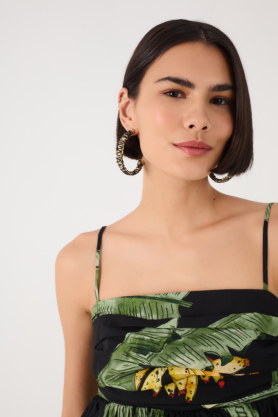 Black Paraiso Square Neck Smocked Peplum Top_4