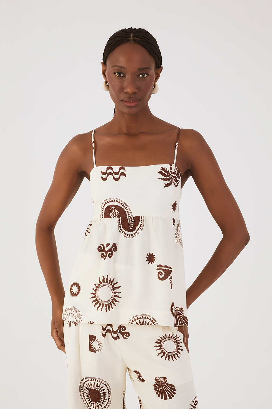 Off-White Sol Rio Square Neckline Adjustable Straps Blouse