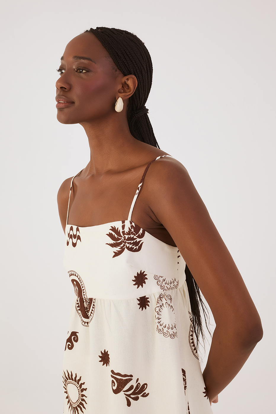 Off-White Sol Rio Square Neckline Adjustable Straps Blouse