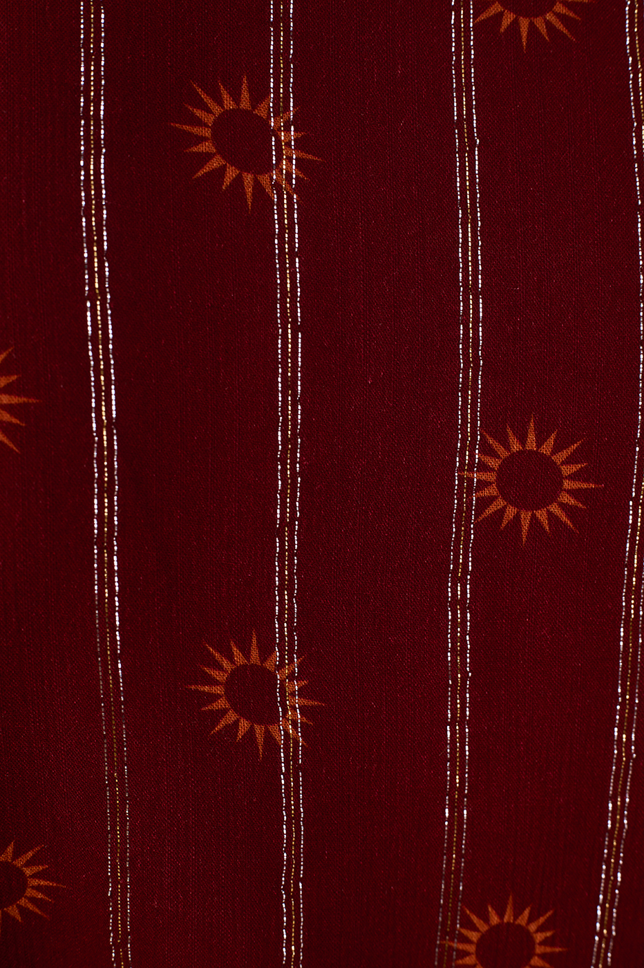 Marsala Solar Boho Lurex Front Ties Ruffle Blouse