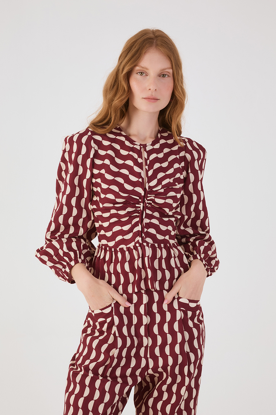 Peplum Tricoline Blouse Copa Print