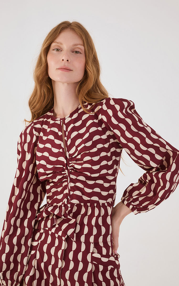 Peplum Tricoline Blouse Copa Print