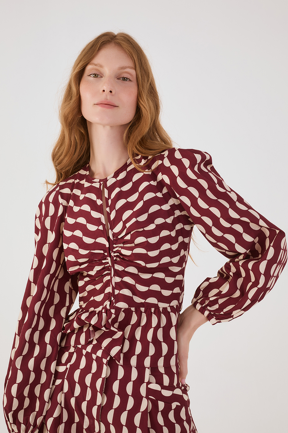 Peplum Tricoline Blouse Copa Print
