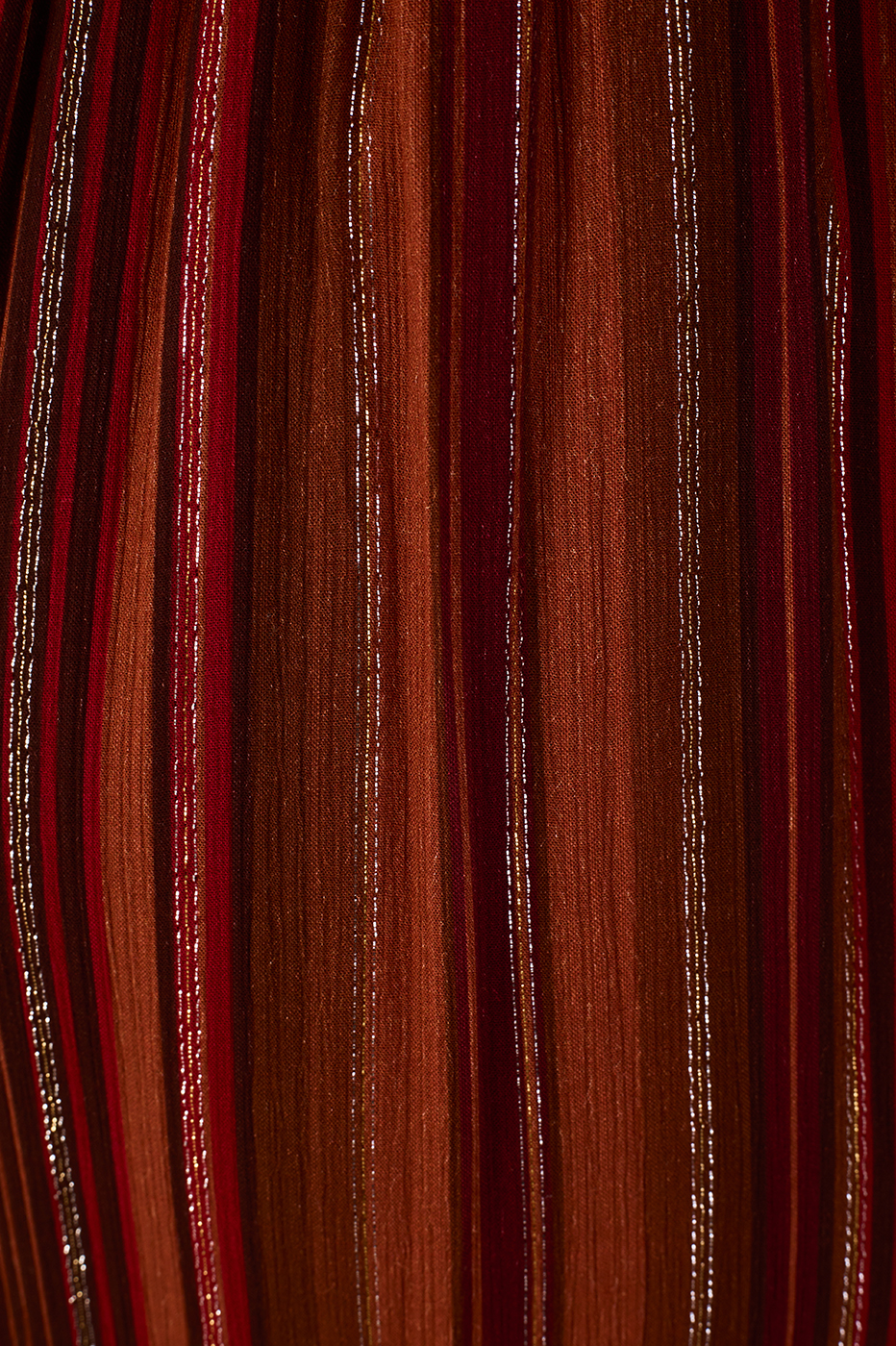 Brown Refugio Lurex Square Neck Smocked Bodice Blouse