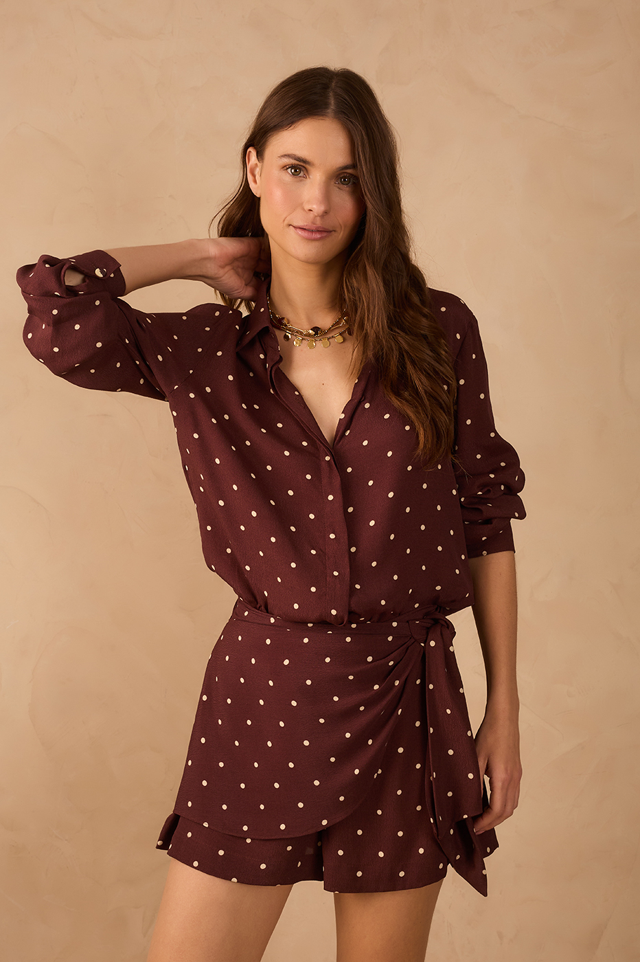 Brown Noite Collared Buttoned Shirt