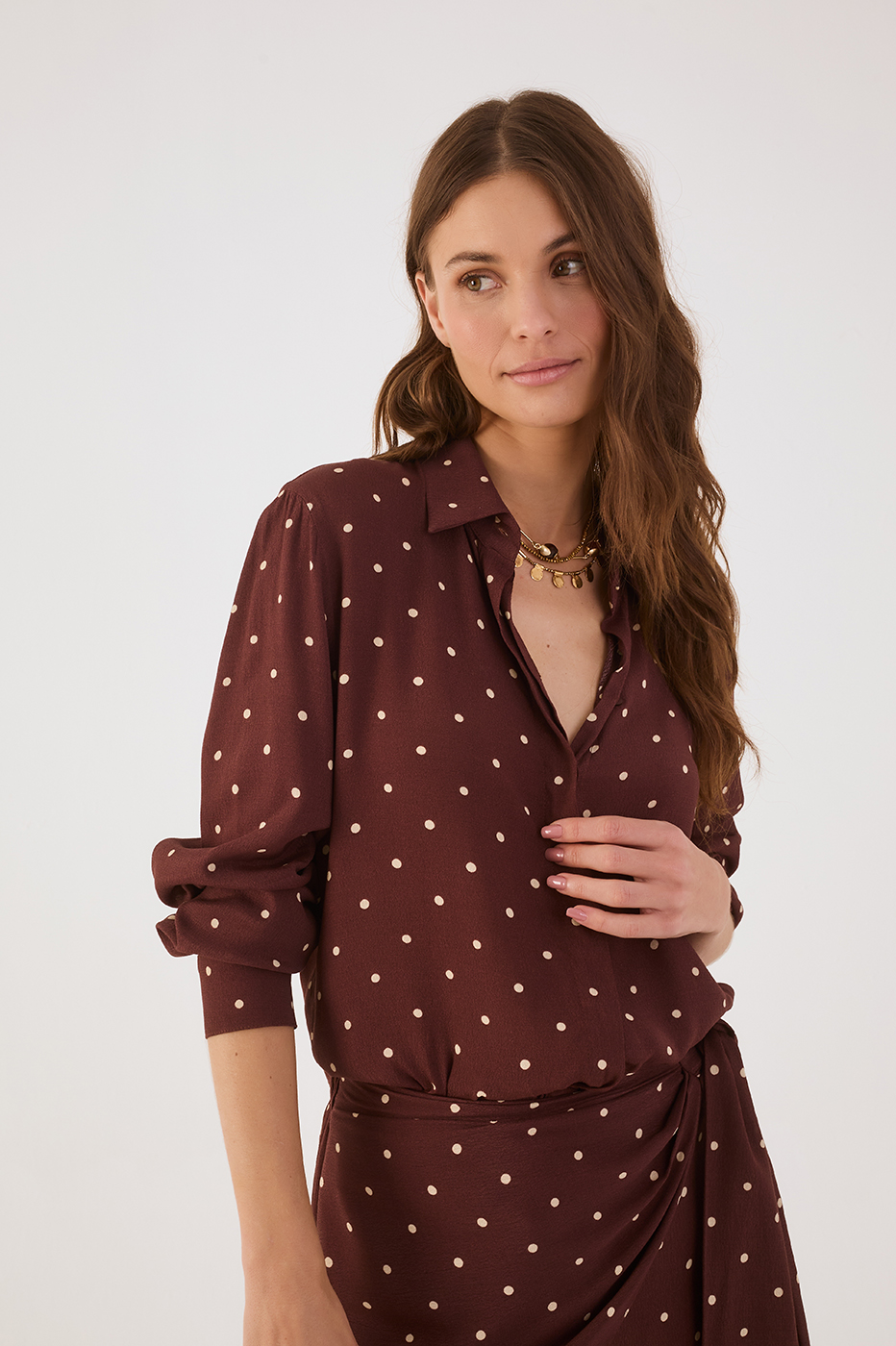 Brown Noite Collared Buttoned Shirt