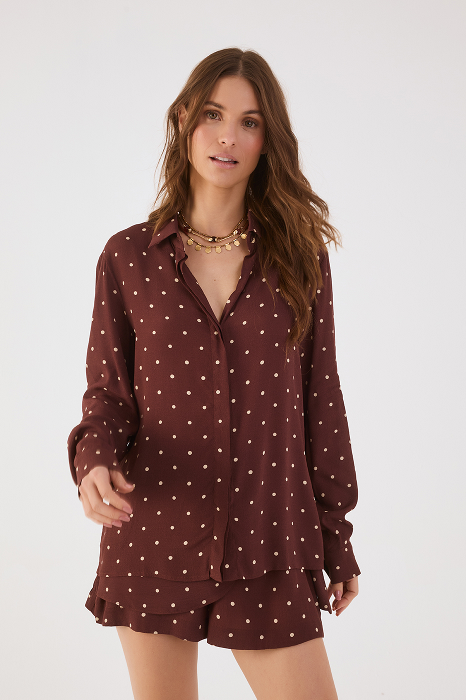 Brown Noite Collared Buttoned Shirt