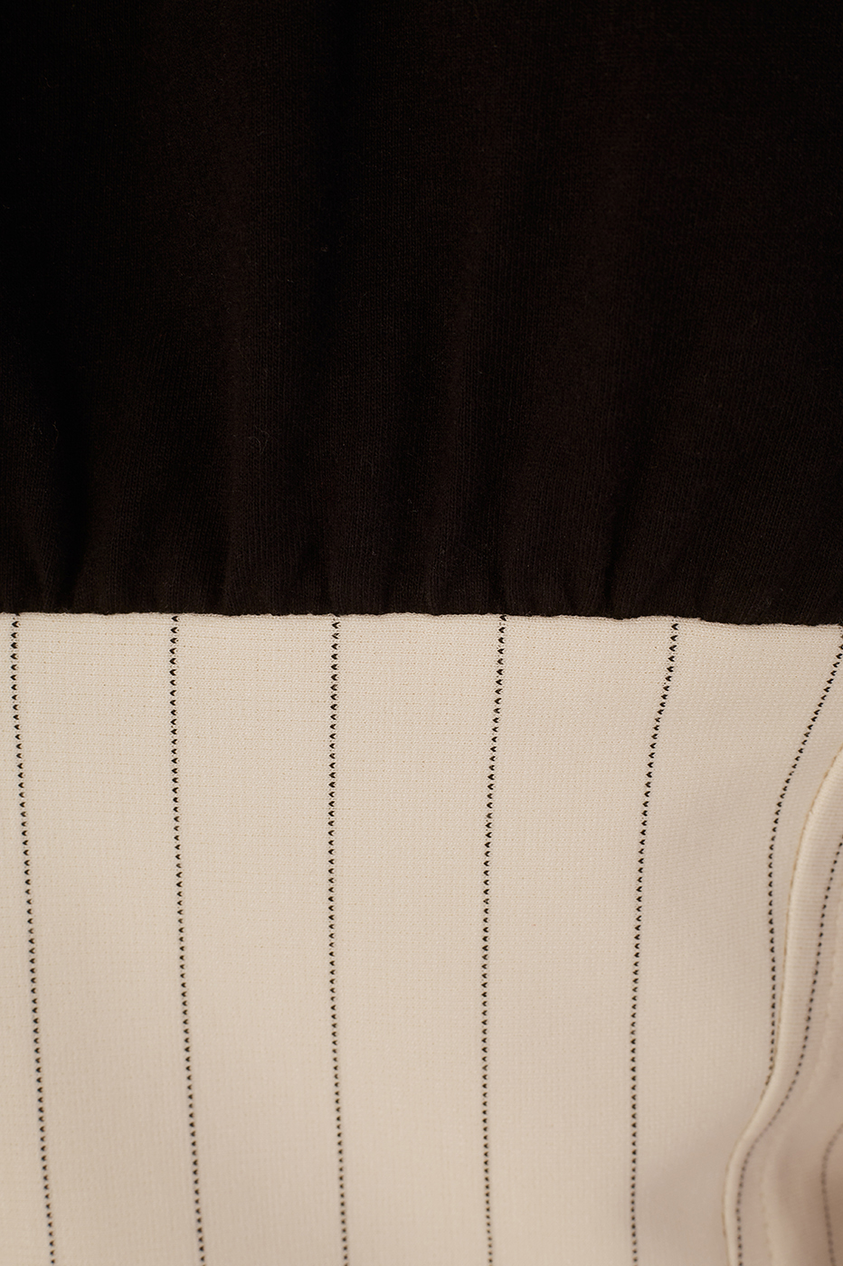 Black Pinstripe Crew Neck Short Sleeve Blouse