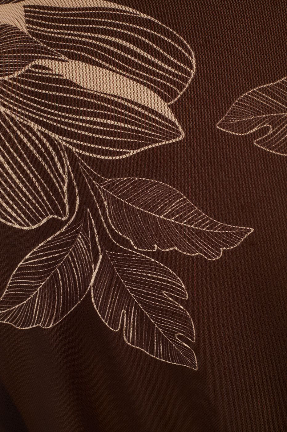 Brown Flora Elastic High Neck Waistline Tulle Blouse