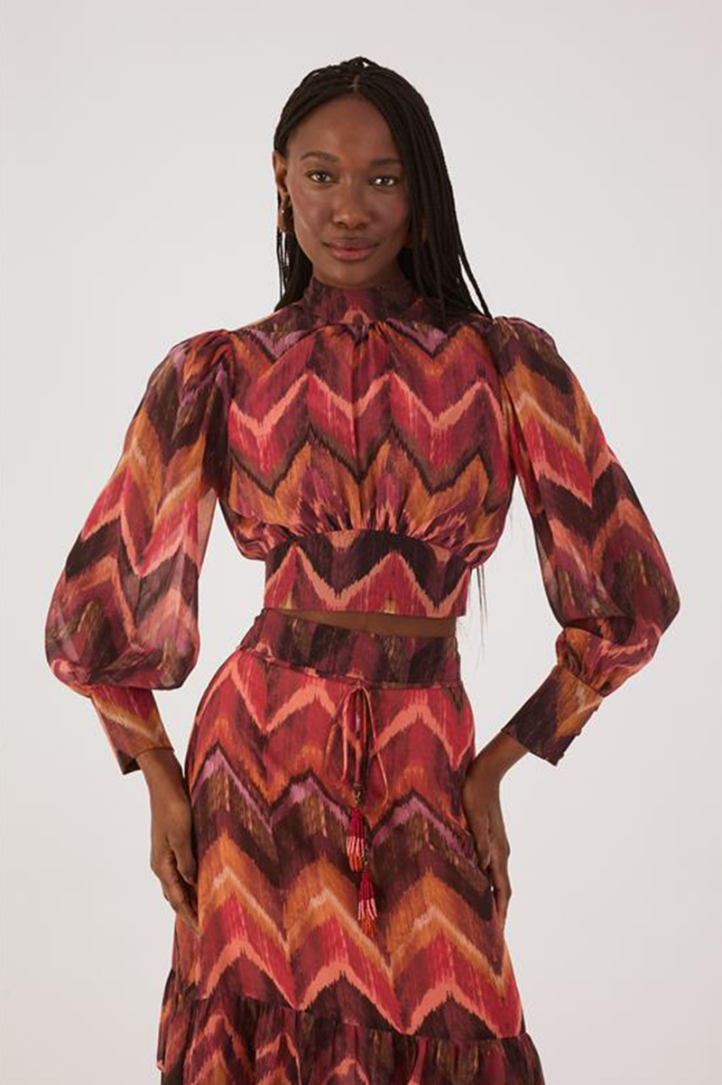 Long Sleeve Ikat Print Blouse_0001