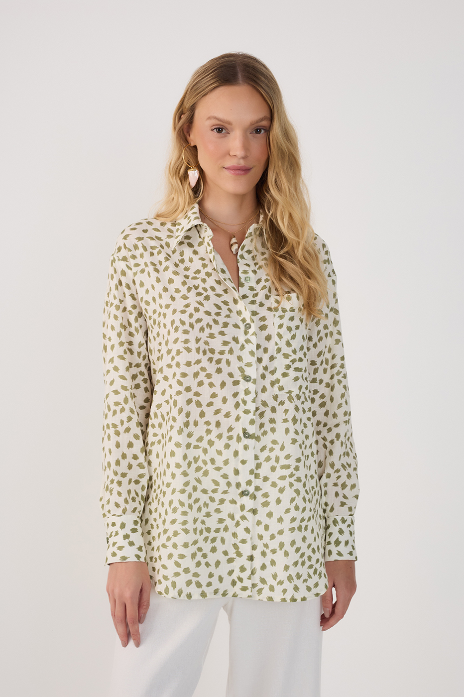 Camisa Over Print Poá Folhagem_4