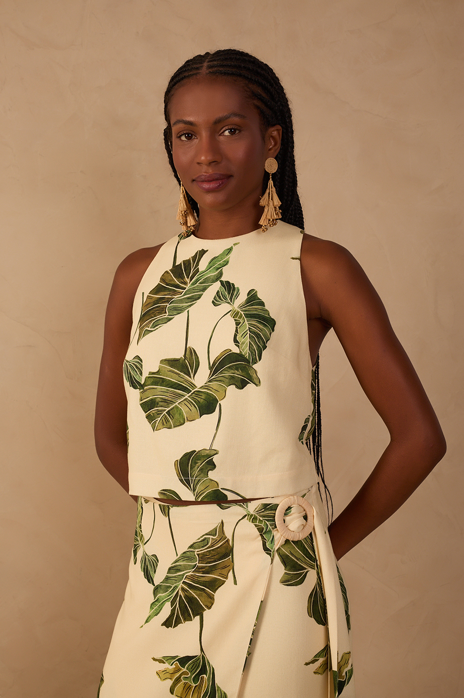 Linen Print Folhar Top_1