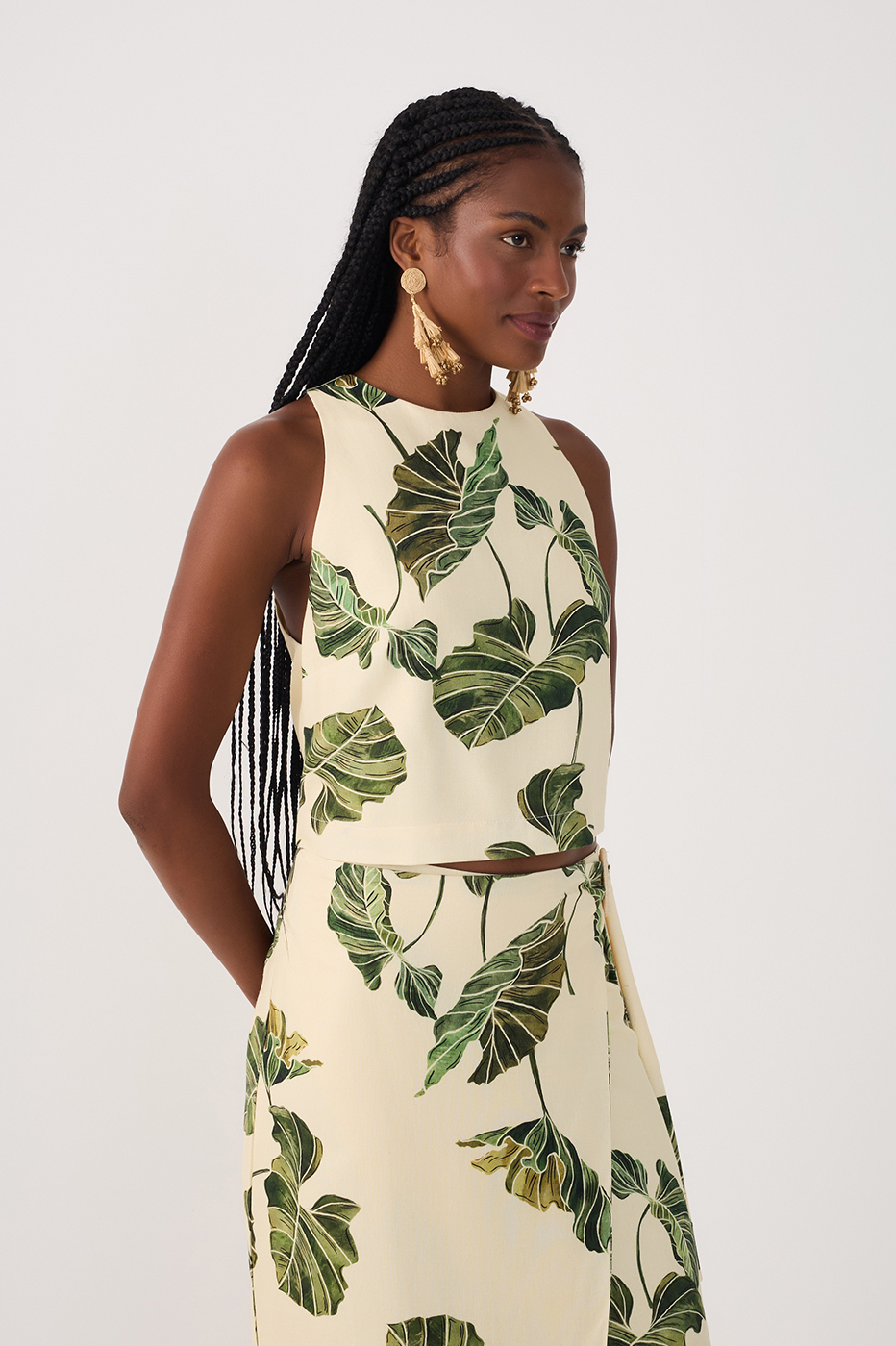 Linen Print Folhar Top_2