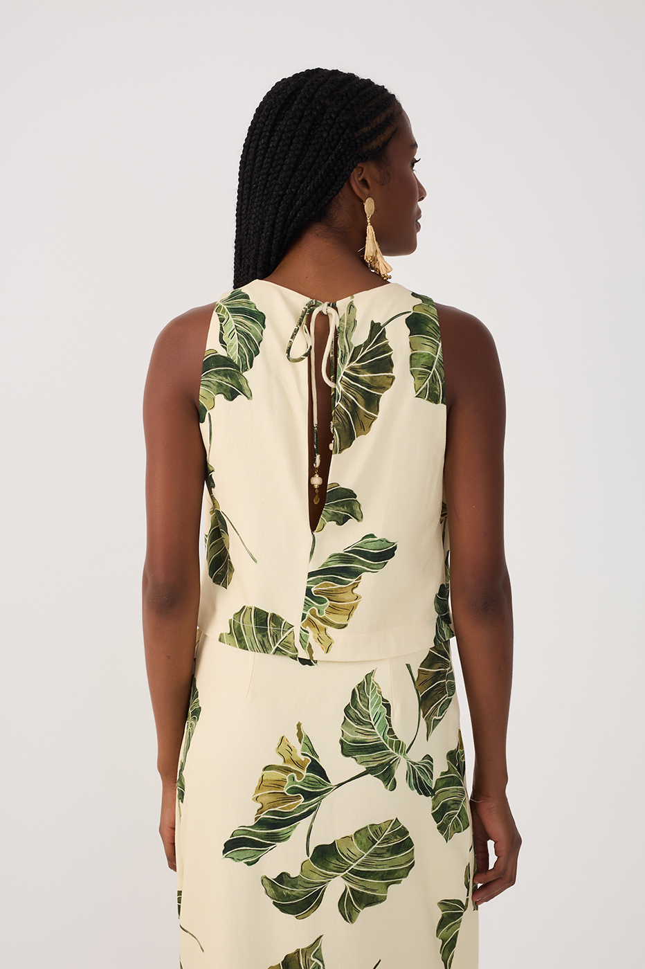 Linen Print Folhar Top_5