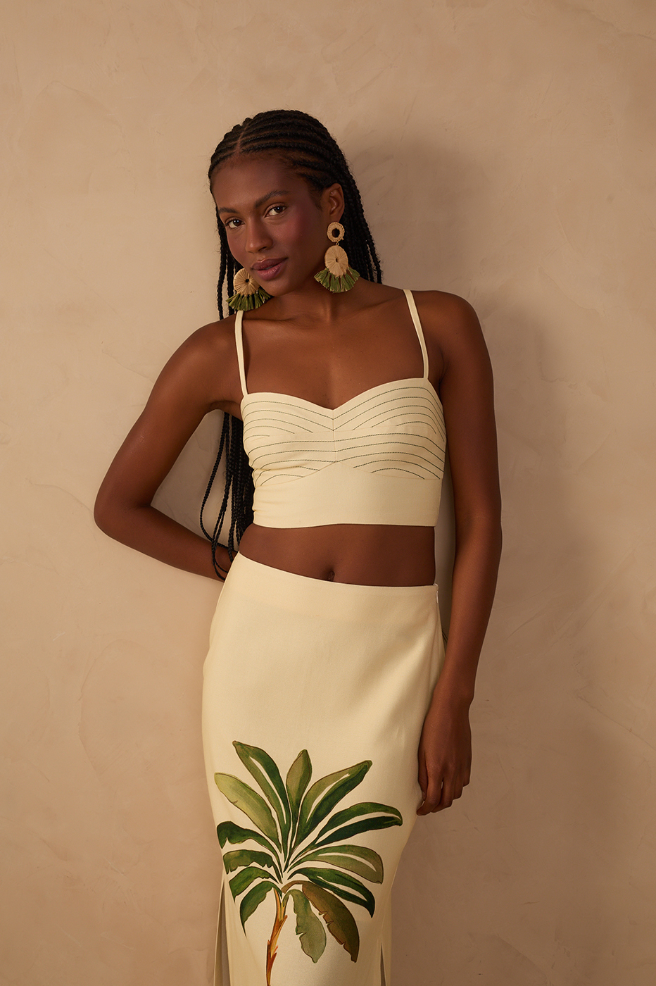 Top Linen Embroidered Print Tropicana_1