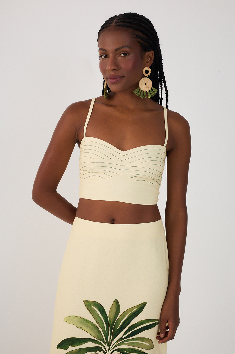 Top Linen Embroidered Print Tropicana_2