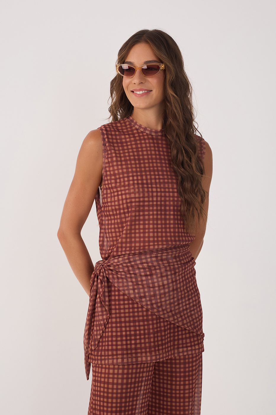 Túnica With Lenço Print Gingham_2